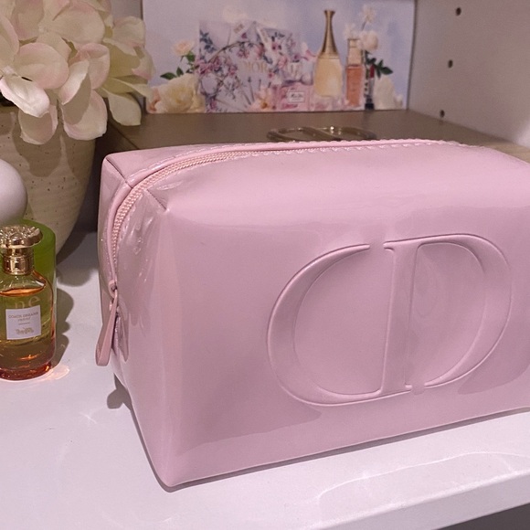 Dior Light Pink Patent CD Embossed Cosmetic Pouch - Picture 2 of 6